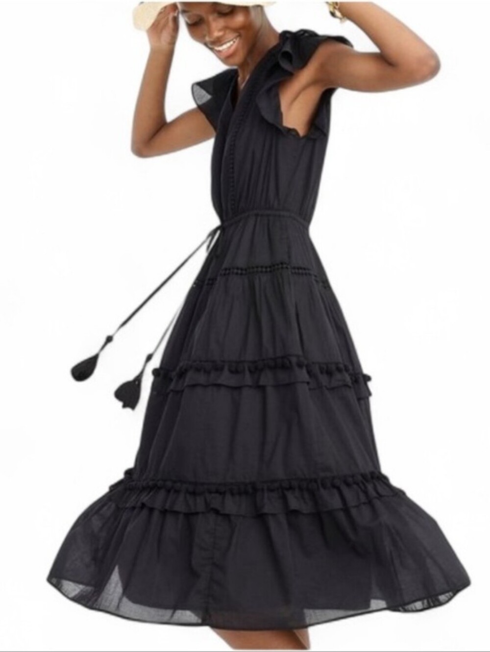 J. Crew x Point Sur Pom Pom Cotton Midi